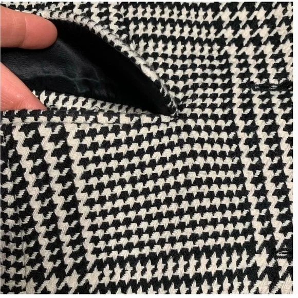 H&M Coat Long Classic & Chic Wool Black White Houndstooth NWOT Sz 2 XS S - Picture 10 of 11